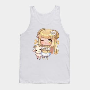 Capricorn the Goat Chibi Zodiac Anime Girl Tank Top